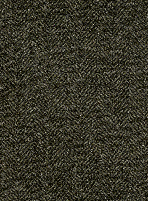 Vintage Flat Green Herringbone Tweed Jacket