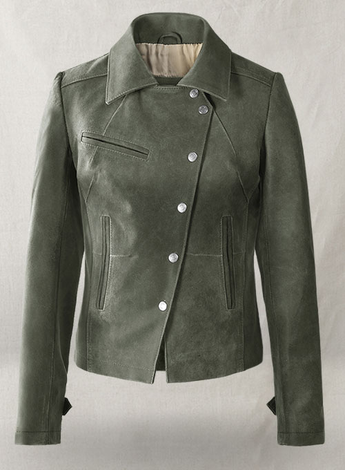 Vintage Italian Olive Leather Jacket #277