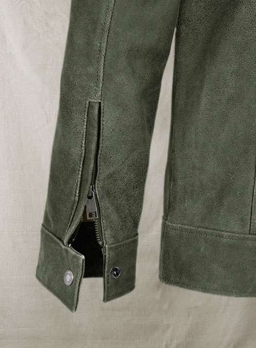 Vintage Italian Olive Taylor Lautner Leather Jacket