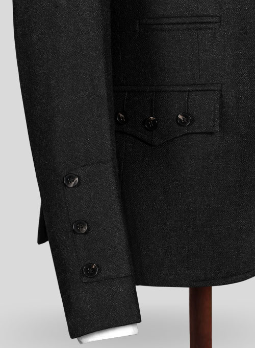 Vintage Plain Black Tweed Kilt Jacket - Click Image to Close