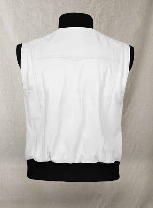 White Leather Biker Vest # 314