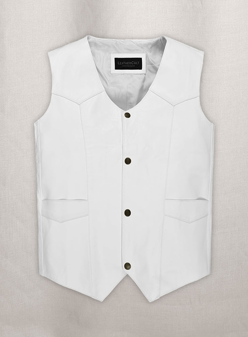 White Leather Vest # 306 - Click Image to Close