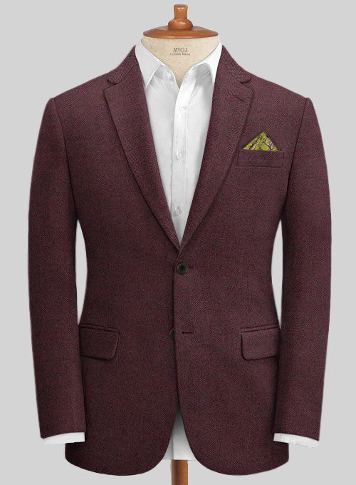 Wine Herringbone Tweed Jacket