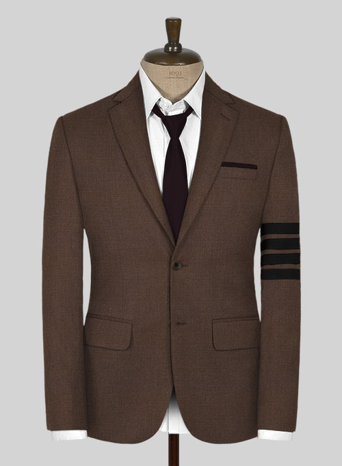 Worsted Brown Wool Black Bar Jacket