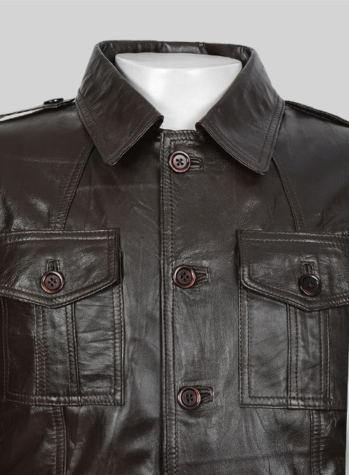 Wrinkled Brown Leather Jacket #122