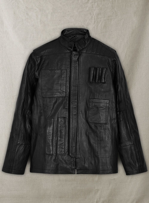 Wrinkled Black Harrison Ford Star Wars Leather Jacket - Click Image to Close