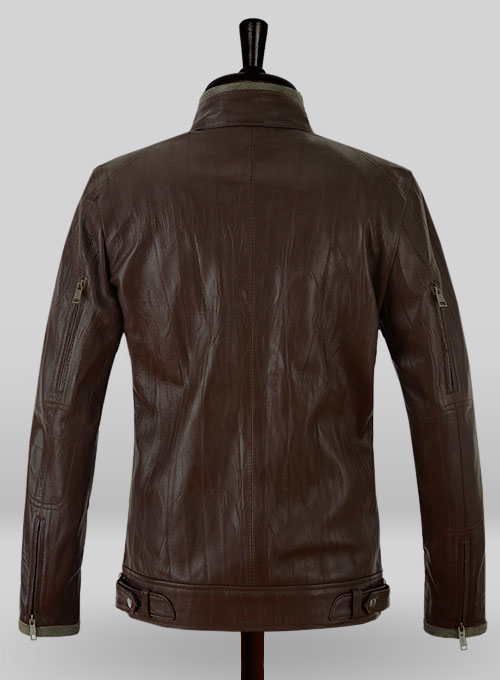 Wrinkled Brown Gerard Butler Leather Jacket #1 - Click Image to Close