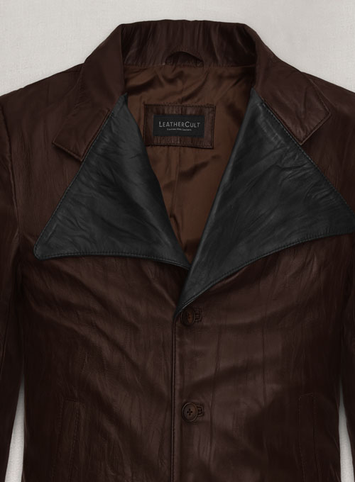 Wrinkled Brown Jim Morrison Leather Jacket - Click Image to Close