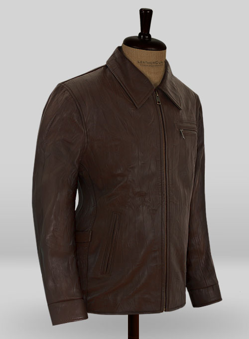 Wrinkled Brown Bruce Willis Surrogates Leather Jacket - Click Image to Close