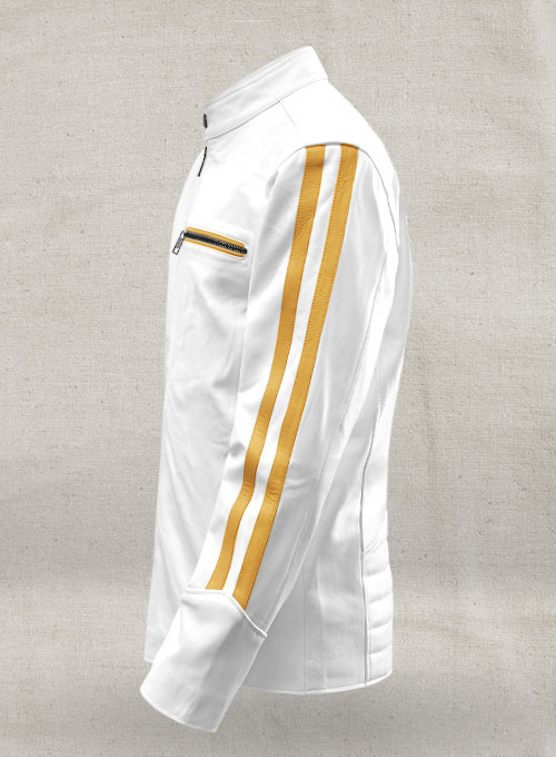 Yellow Stripe Leather Jacket # 100 - Click Image to Close