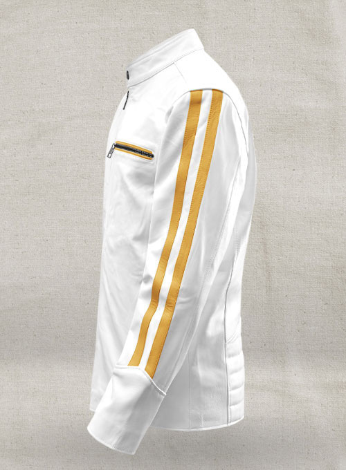 Yellow Stripe Leather Jacket # 100