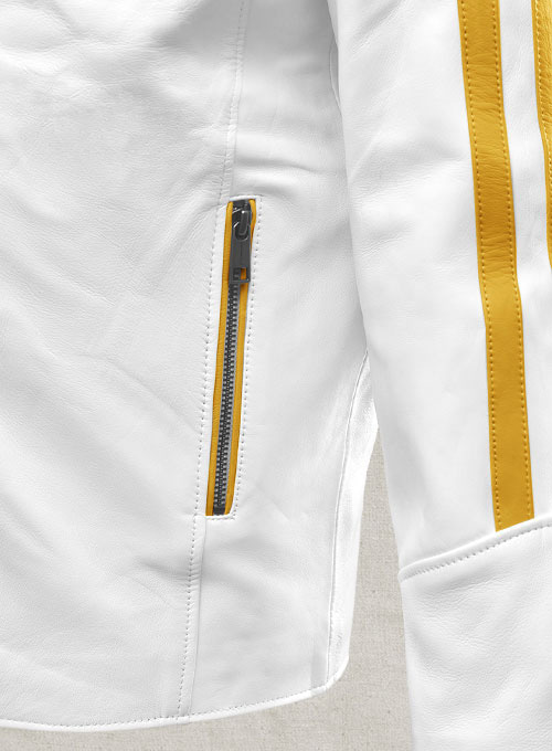 Yellow Stripe Leather Jacket # 100