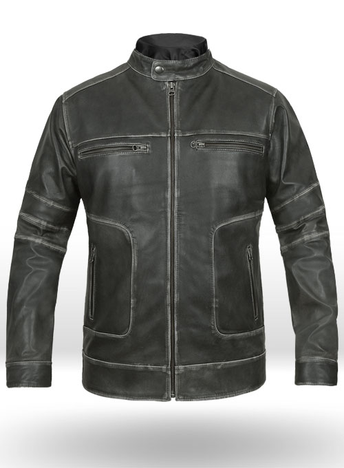 Zen Rubbed Charcoal Leather Jacket