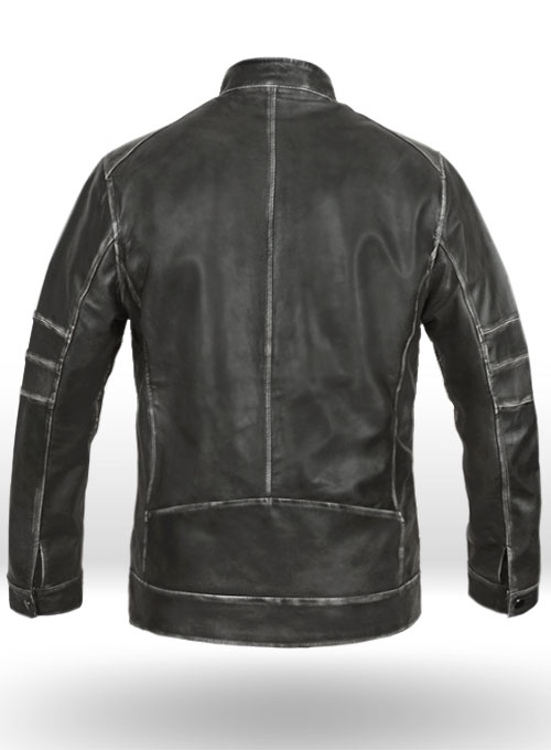 Zen Rubbed Charcoal Leather Jacket - Click Image to Close