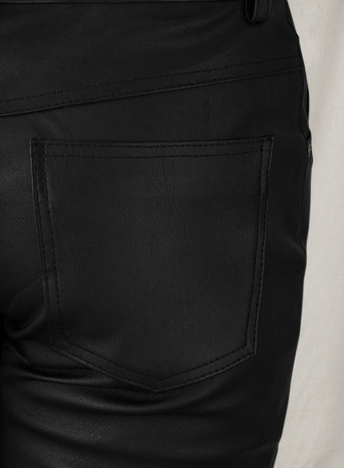 Black Stretch Leather Jeans