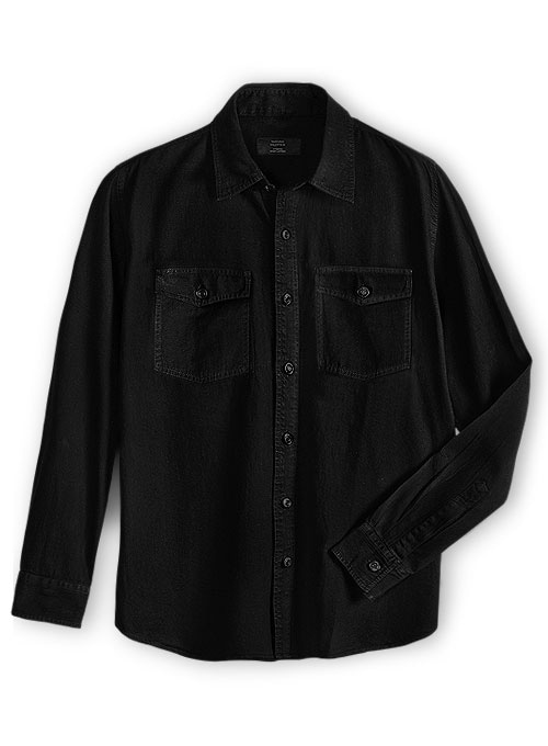 Black Denim Shirt - 7oz - Click Image to Close