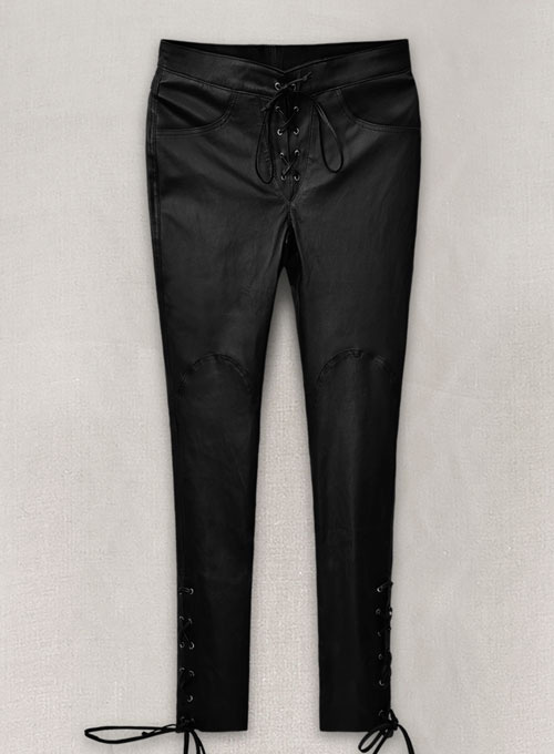 Stretch leather trousers black - Men