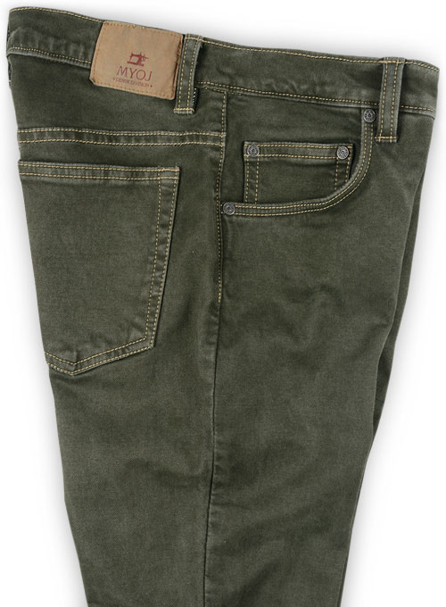 Chester Olive Stretch Jeans - Hard Wash