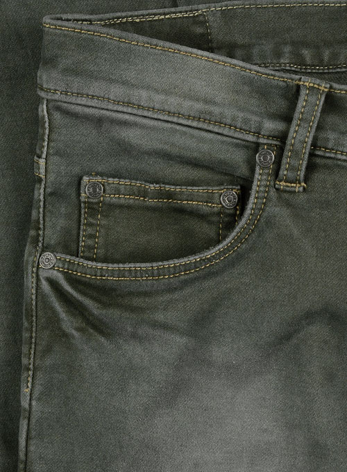 Chester Olive Stretch Jeans - Treated Hard Wash