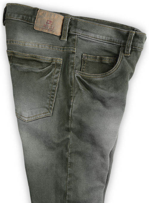 Chester Olive Stretch Jeans - Treated Hard Wash
