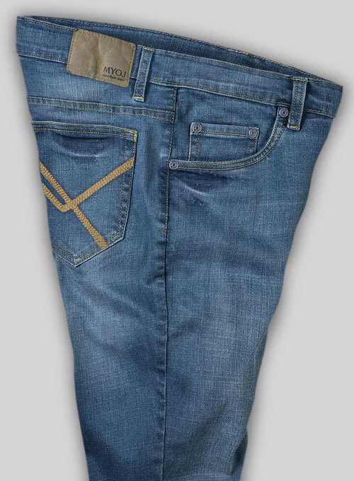 Chicago Blue Stretch Stone Wash Whisker Jeans - Look #502