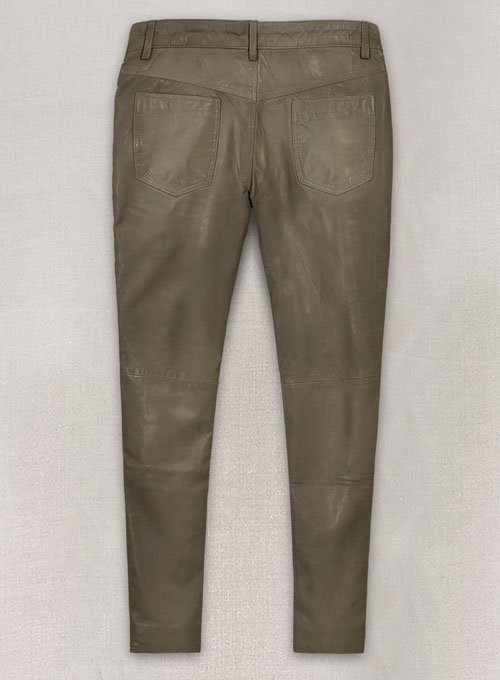 Croma Gray Washed and Wax Leather Pants - Jeans Style