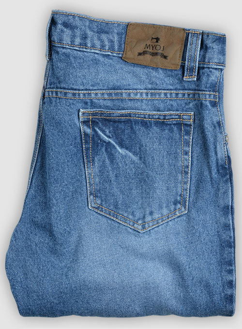 Classic Heavy Blue Stone Wash Whisker Jeans - Click Image to Close