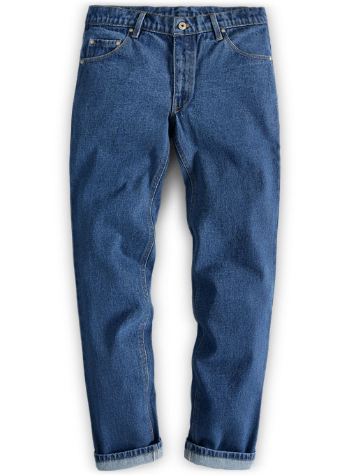 Dark Blue 14.5oz Heavy Denim Jeans - Hard Wash