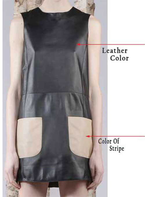 Contrast Patch Pocket Leather Dress - # 770