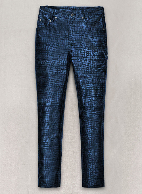 Croc Metallic Blue Leather Pants - Jeans Style