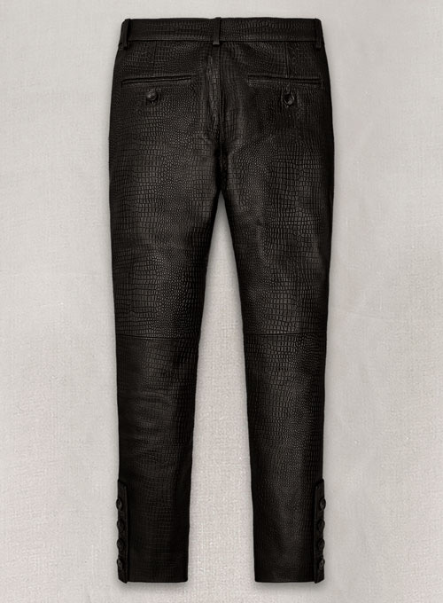 Crocodile Dark Brown Hyde Leather Pants - Click Image to Close