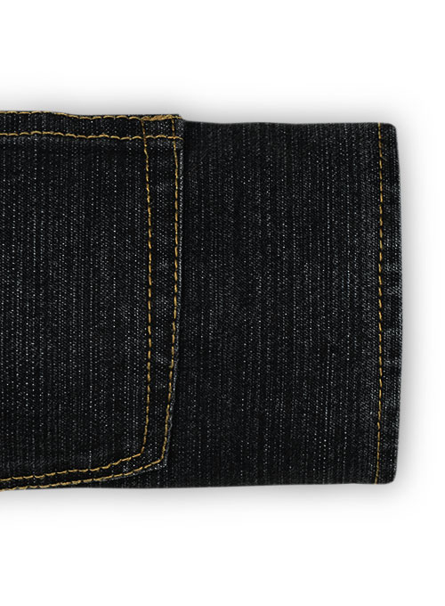 Stretch Cross Hatch Black Jeans - Hard Wash - Click Image to Close