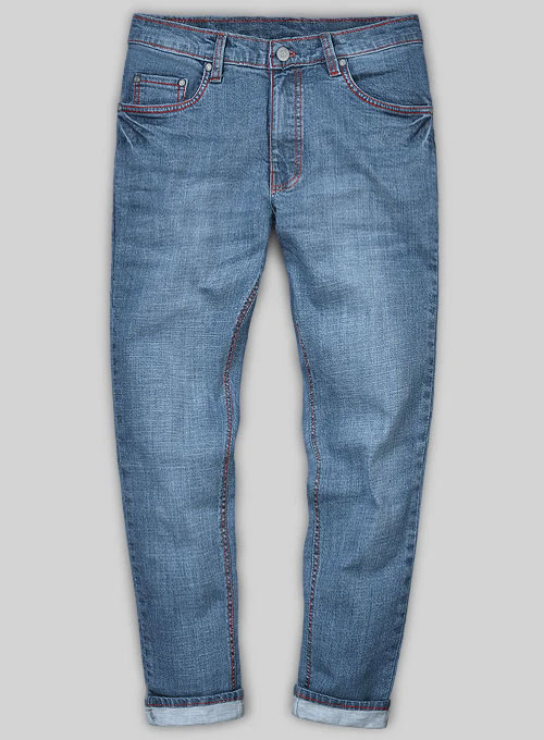 Dodgers Blue Stretch Stone Wash Whisker Jeans - Look # 492