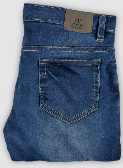 Foster Blue Stretch Stone Wash Whisker Jeans - Click Image to Close