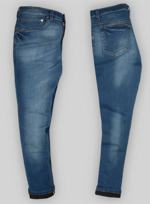 Foster Blue Stretch Stone Wash Whisker Jeans - Click Image to Close