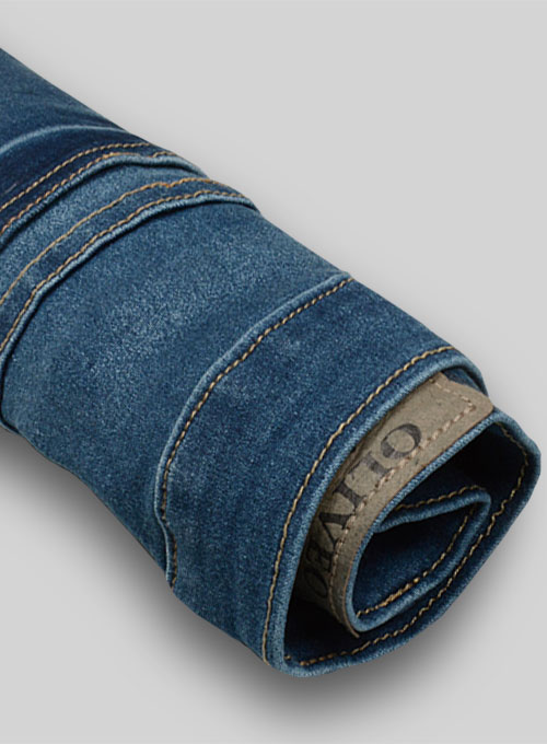 Foster Blue Stretch Stone Wash Whisker Jeans - Click Image to Close