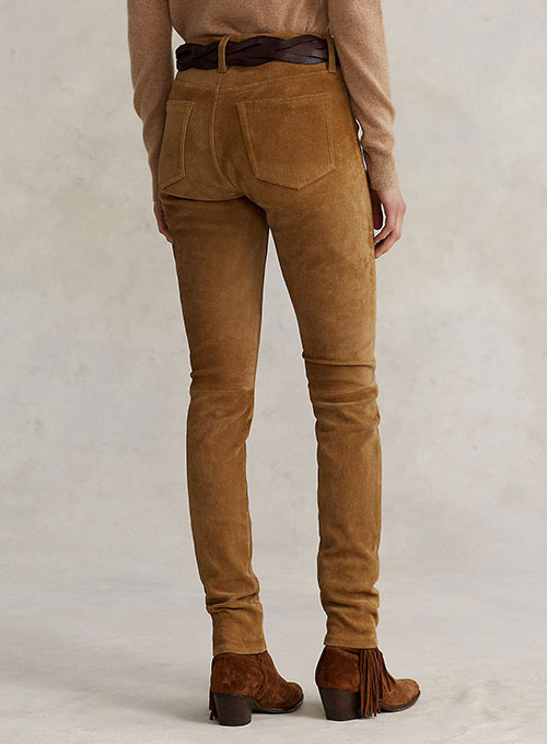 Suede Leather Jeans - Click Image to Close