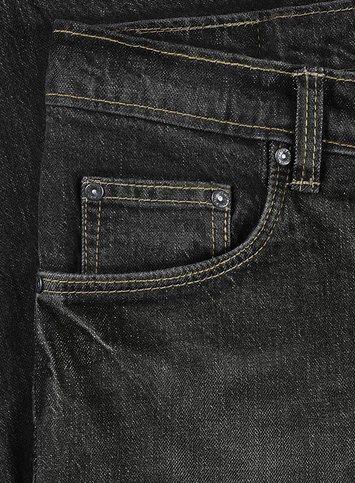 Kato Black Stretch Indigo Wash Whisker Jeans