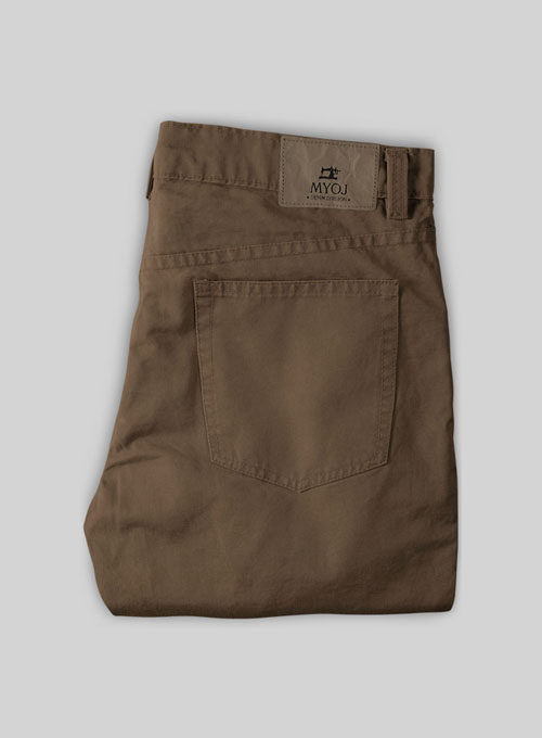 Kids Brown Feather Cotton Canvas Stretch Jeans