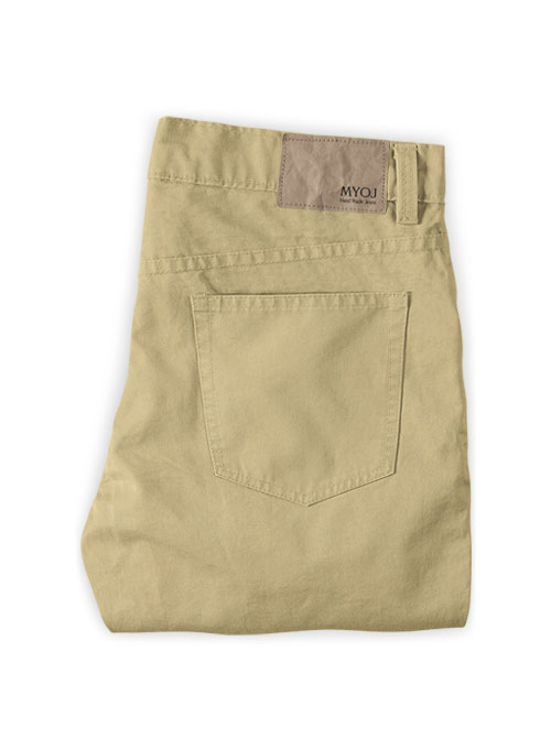 Kids Beige Feather Cotton Canvas Stretch Jeans - Click Image to Close