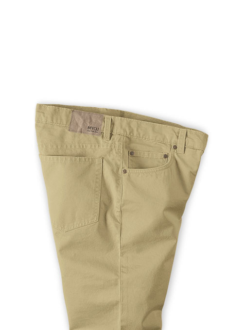 Kids Beige Feather Cotton Canvas Stretch Jeans - Click Image to Close