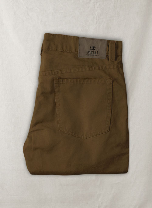 Kids Brown Feather Cotton Canvas Stretch Jeans