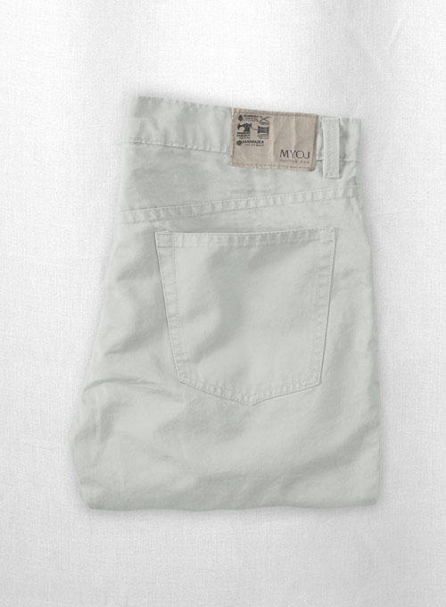 Kids Light Gray Feather Cotton Canvas Stretch Jeans - Click Image to Close