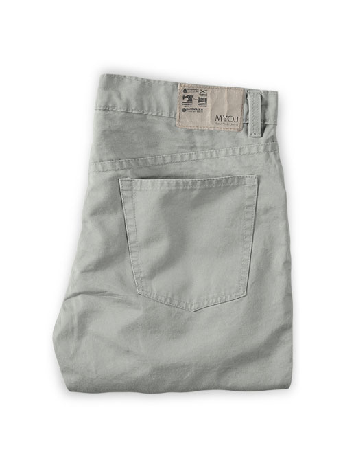 Kids Light Gray Feather Cotton Canvas Stretch Jeans - Click Image to Close