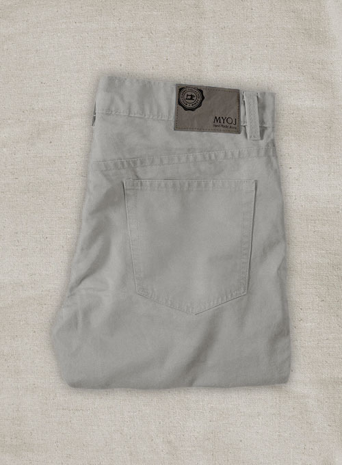Kids Gray Feather Cotton Canvas Stretch Jeans