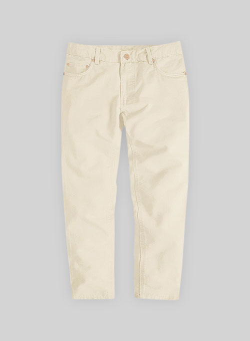 Kids Light Beige Feather Cotton Canvas Stretch Jeans