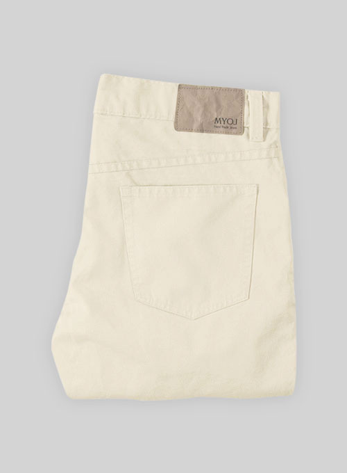 Kids Light Beige Feather Cotton Canvas Stretch Jeans - Click Image to Close