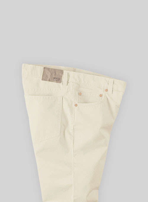 Kids Light Beige Feather Cotton Canvas Stretch Jeans - Click Image to Close