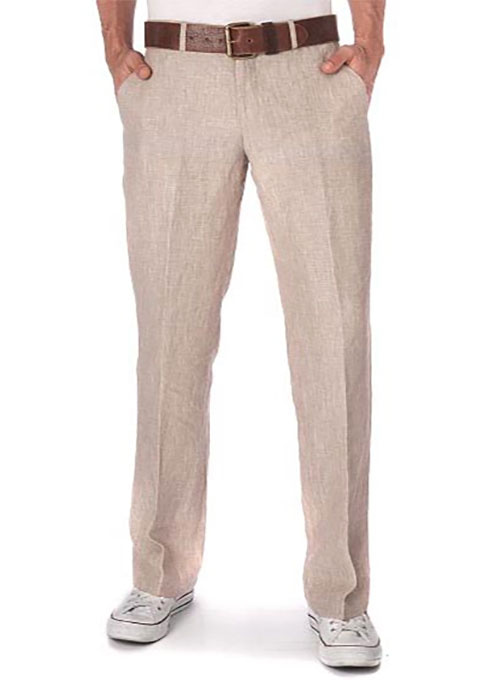 Pure linen trousers with pleats