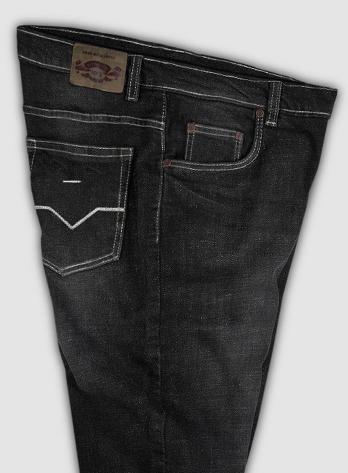 Logan Black Stretch Hard Wash Whisker Jeans - Look #579 - Click Image to Close